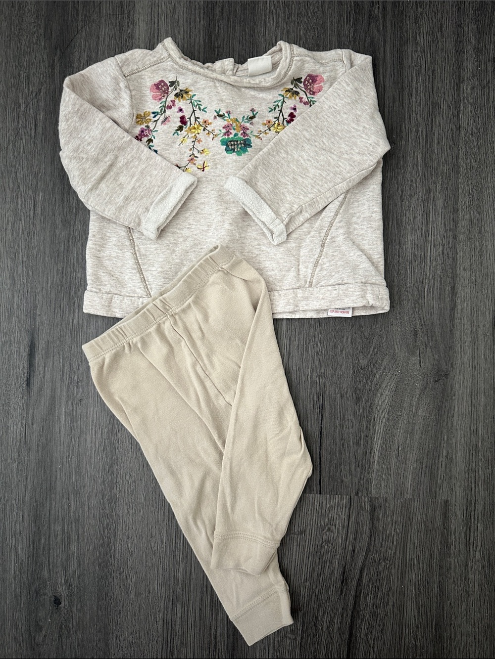 Next Gray Kids Sweatshirt with embroidery Floral Design + cloud island pants